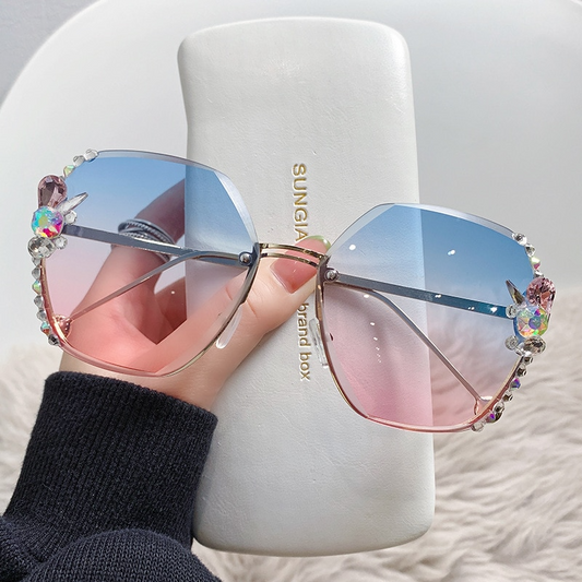 Women's Rimless Diamond Sunglasses