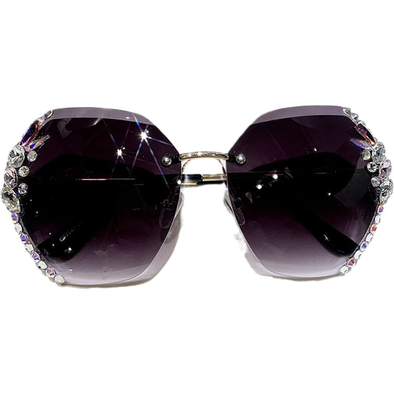 Women's Rimless Diamond Sunglasses