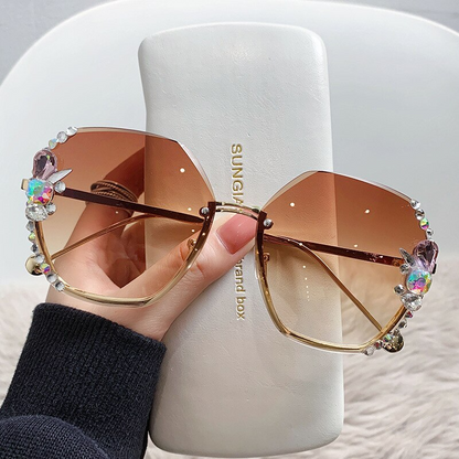 Women's Rimless Diamond Sunglasses