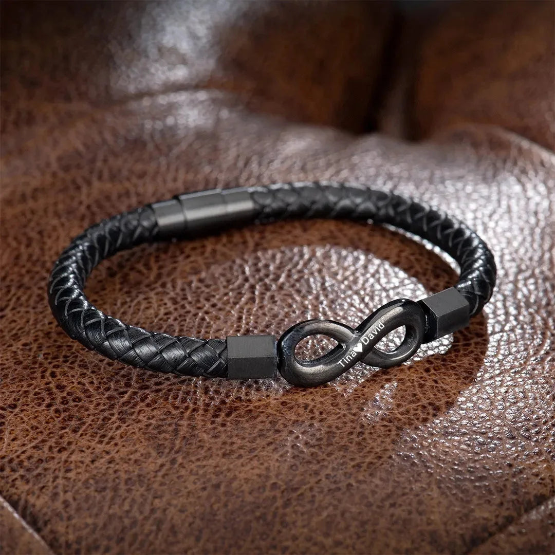 Personalized Infinite Leather Bracelet