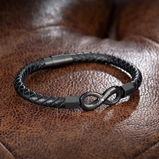 Personalized Infinite Leather Bracelet