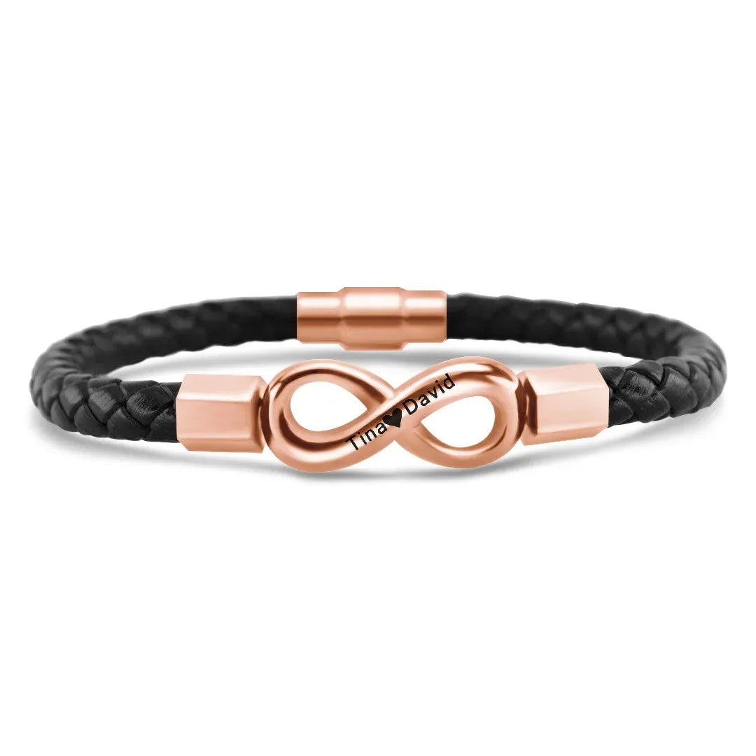 Personalized Infinite Leather Bracelet
