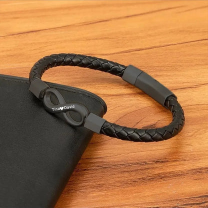 Personalized Infinite Leather Bracelet