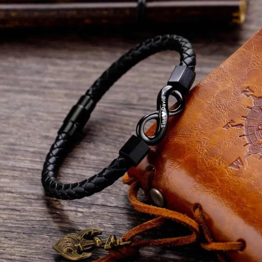 Personalized Infinite Leather Bracelet