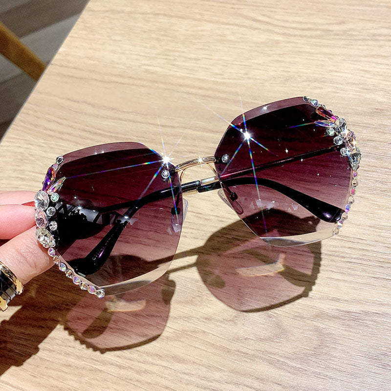 Women's Rimless Diamond Sunglasses