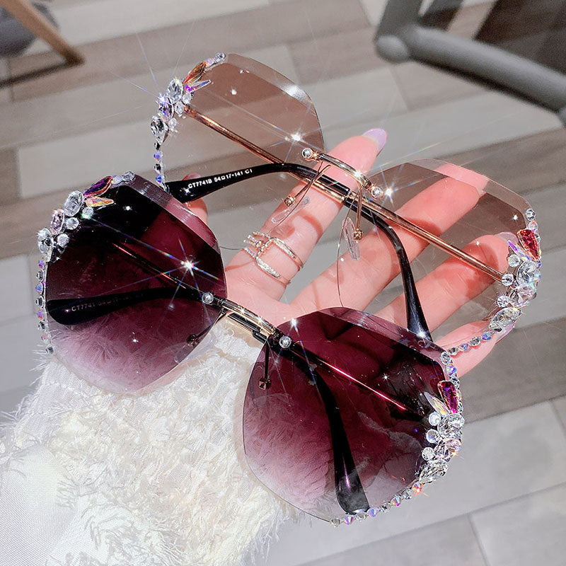 Women's Rimless Diamond Sunglasses