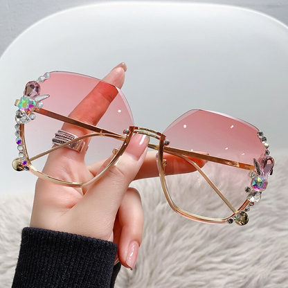 Women's Rimless Diamond Sunglasses