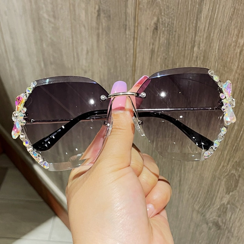 Women's Rimless Diamond Sunglasses